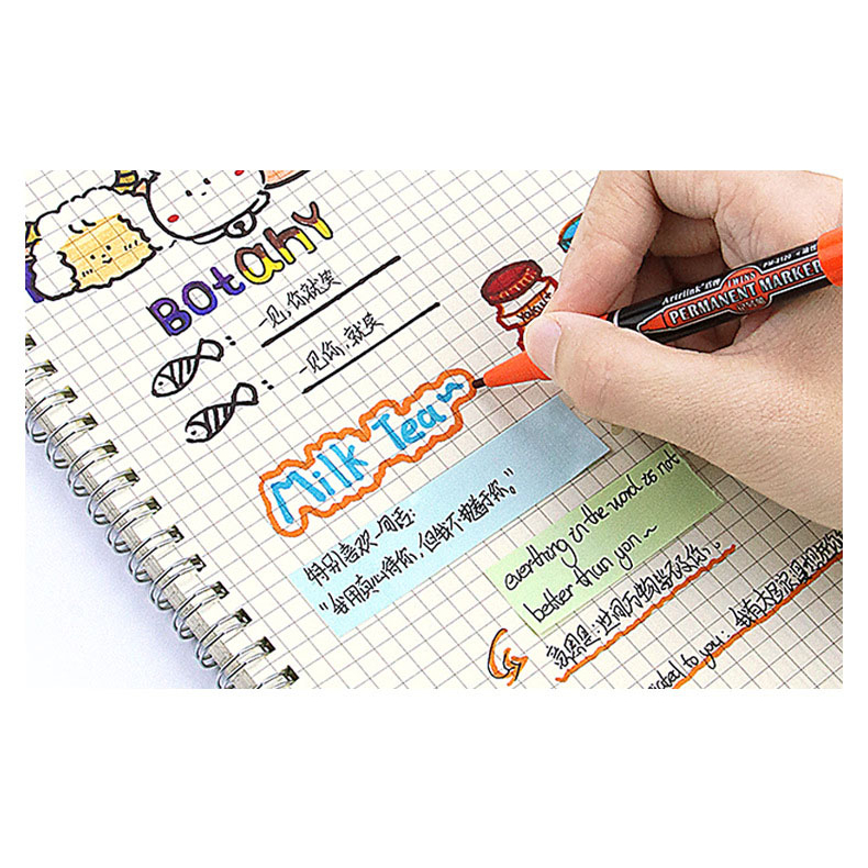 Bộ 12 Bút Lông Dầu 2 Đầu Không Xóa Được Viết Trên Nhiều Chất Liệu, Ký Tên, Đánh Dấu QueenLee Store