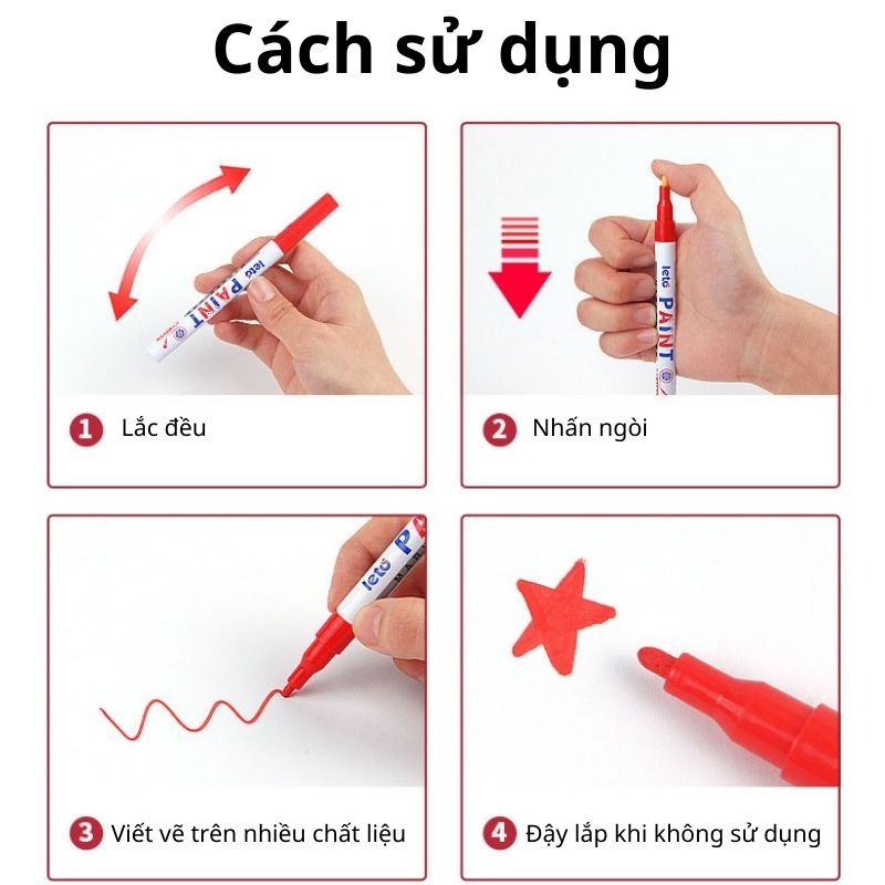 Bộ 12 Bút Sơn Leto Paint Nét 2mm Sơn Trên Nhiều Bề Mặt Bền Màu Khô Nhanh Queenlee Store