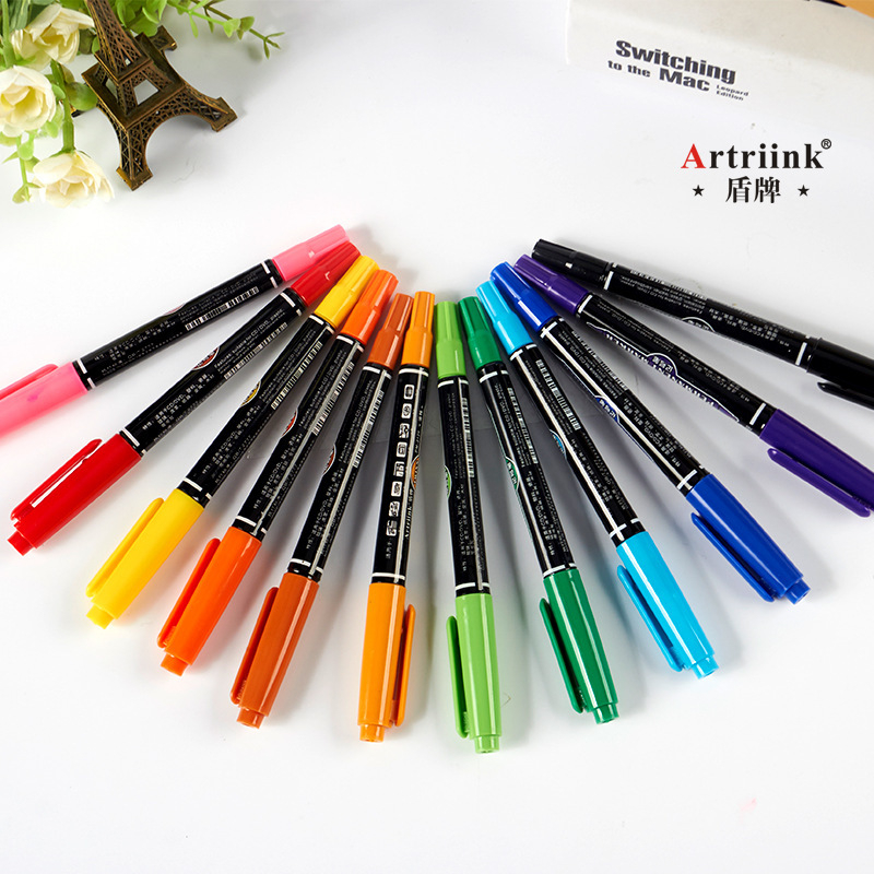 Bộ 12 Bút Lông Dầu 2 Đầu Không Xóa Được Viết Trên Nhiều Chất Liệu, Ký Tên, Đánh Dấu QueenLee Store