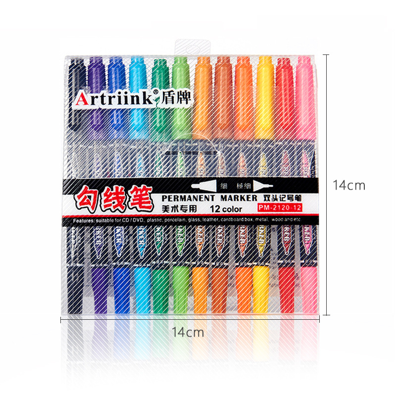 Bộ 12 Bút Lông Dầu 2 Đầu Không Xóa Được Viết Trên Nhiều Chất Liệu, Ký Tên, Đánh Dấu QueenLee Store
