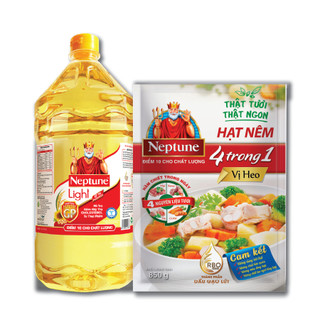 1 can dầu ăn neptune light 2l và 1 túi hạt nêm neptune vị heo 850gr