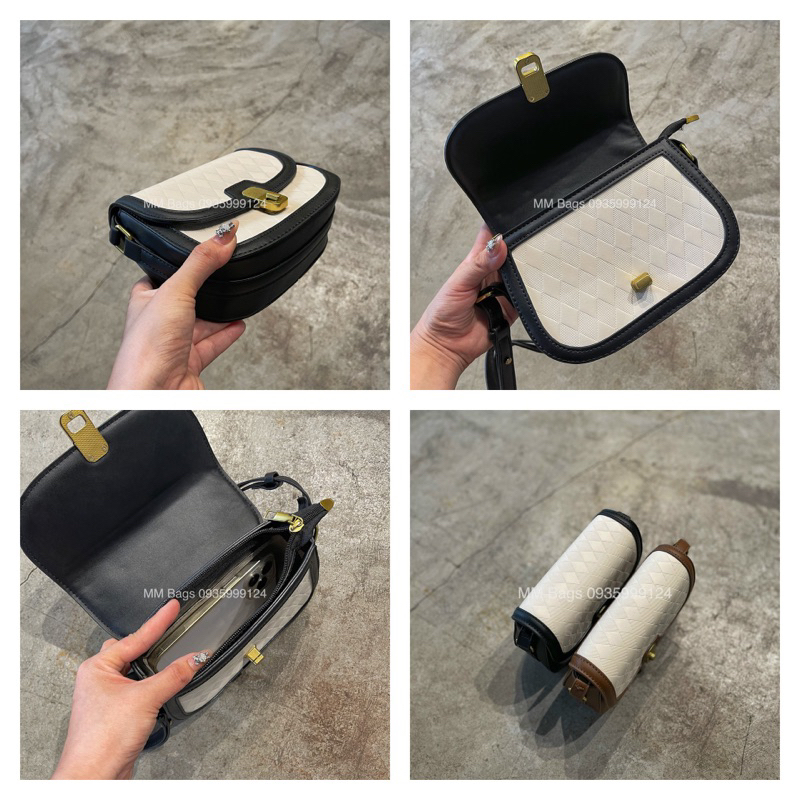 Túi đeo chéo nữ viền da có khoá kéo MM Bags túi kẹp nách quảng châu da xịn