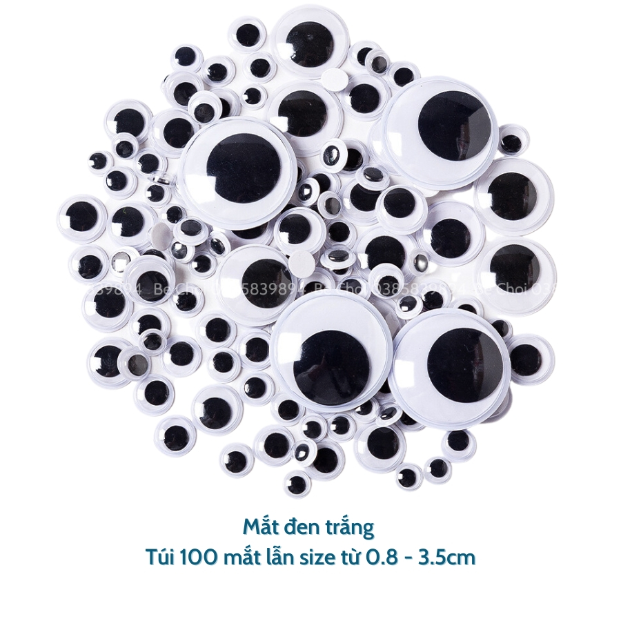 Mắt giả - mắt thú cho bé làm đồ chơi, làm đồ thủ công, tạo hình sáng tạo - mắt liếc, mắt nhựa giả