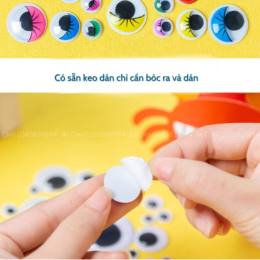 Mắt giả - mắt thú cho bé làm đồ chơi, làm đồ thủ công, tạo hình sáng tạo - mắt liếc, mắt nhựa giả