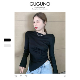 Áo thun nữ form rộng Guguno cotton cổ tròn in basic