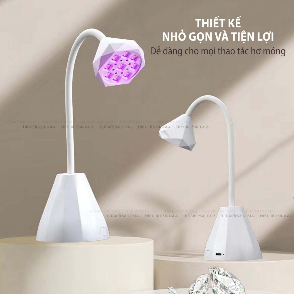 Đèn led kim cương tích điện - Đèn hơ cảm ứng -Đèn hơ mini có đế đứng- đèn búp kim cương mini