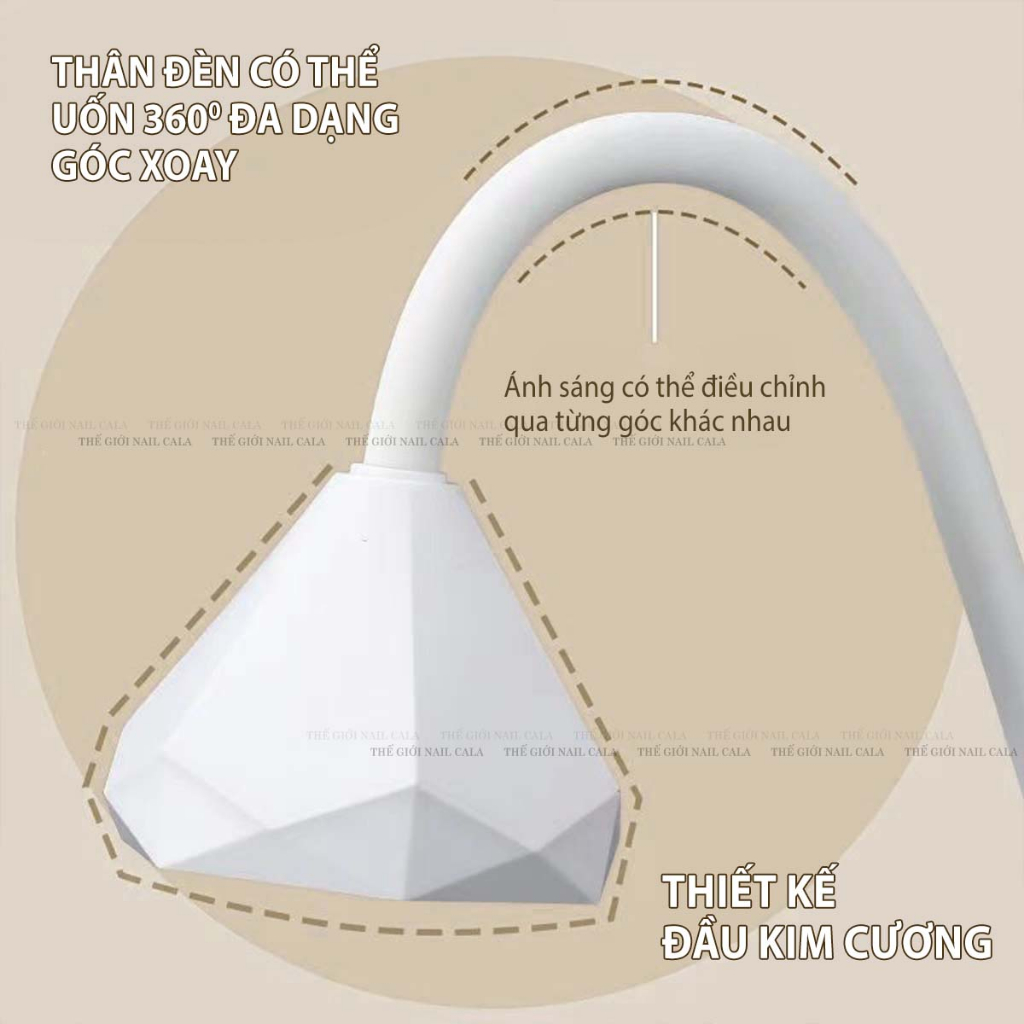 Đèn led kim cương tích điện - Đèn hơ cảm ứng -Đèn hơ mini có đế đứng- đèn búp kim cương mini