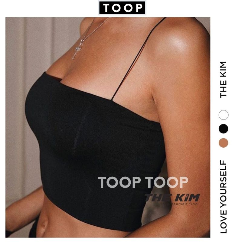 Áo croptop 2 dây sợi bún -chất cottong mát thấm hút mồ hôi tôn dáng eo nhỏ , áo nữ 2 dây thun ống ngang -TOOP