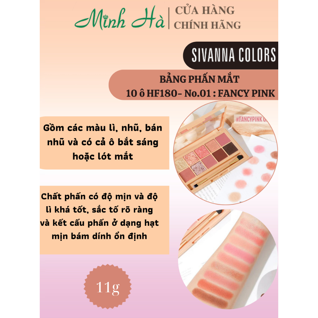 Bảng phấn mắt 10 ô Sivanna Colors Fancy Makeup Pro Eye Palette Hf180
