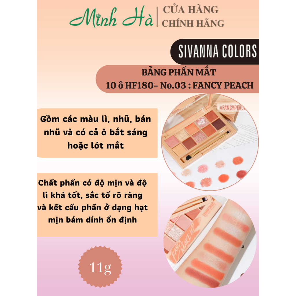 Bảng phấn mắt 10 ô Sivanna Colors Fancy Makeup Pro Eye Palette Hf180