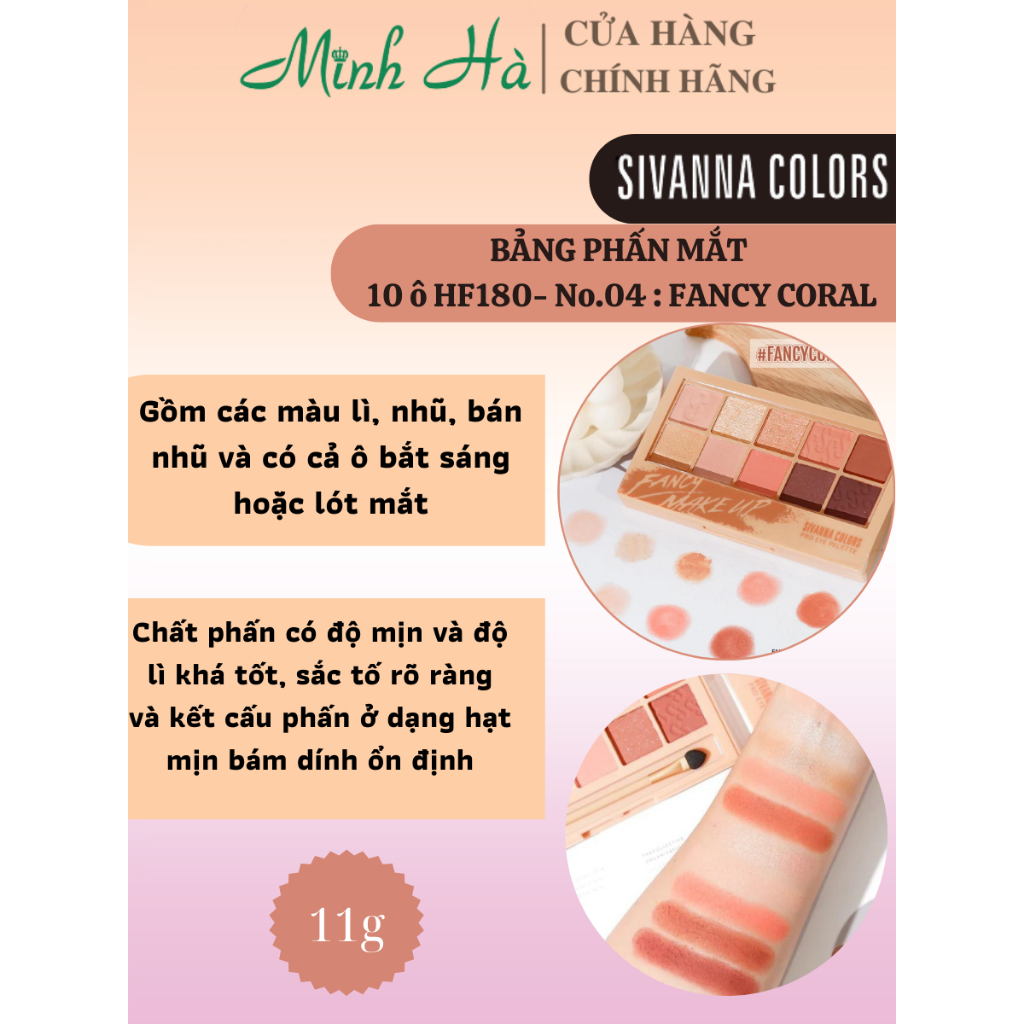 Bảng phấn mắt 10 ô Sivanna Colors Fancy Makeup Pro Eye Palette Hf180