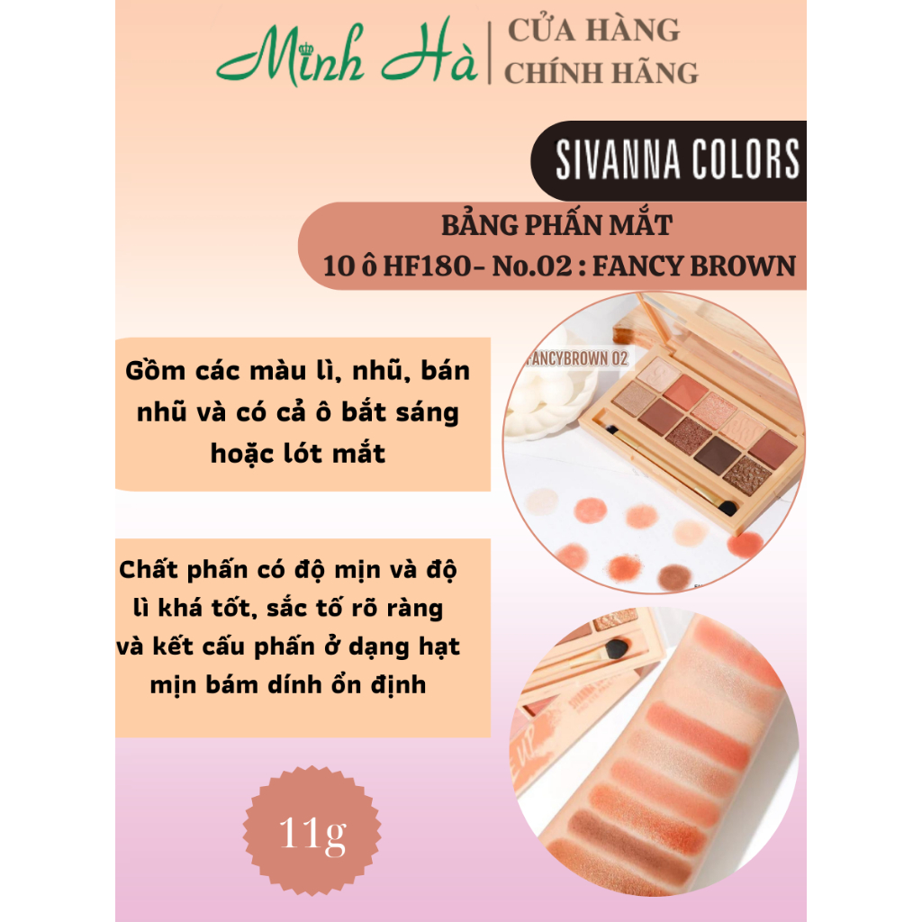 Bảng phấn mắt 10 ô Sivanna Colors Fancy Makeup Pro Eye Palette Hf180