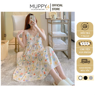V27 Đầm Mặc Nhà Mặc Ngủ 2 Dây Dáng Dài MUPPY Chất Lanh Lụa (tole) Mát Nhiều Họa Tiết Dễ Thương Mẹ Bầu Bon Chen Thoải Mái