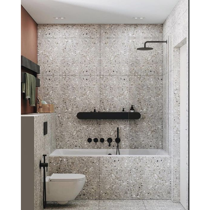 Gạch terrazzo kích thước 30x60 ốp trường trang trí điểm nhấn cho phòng tắm, phòng khách, dùng trong nhà hàng, khách sạn