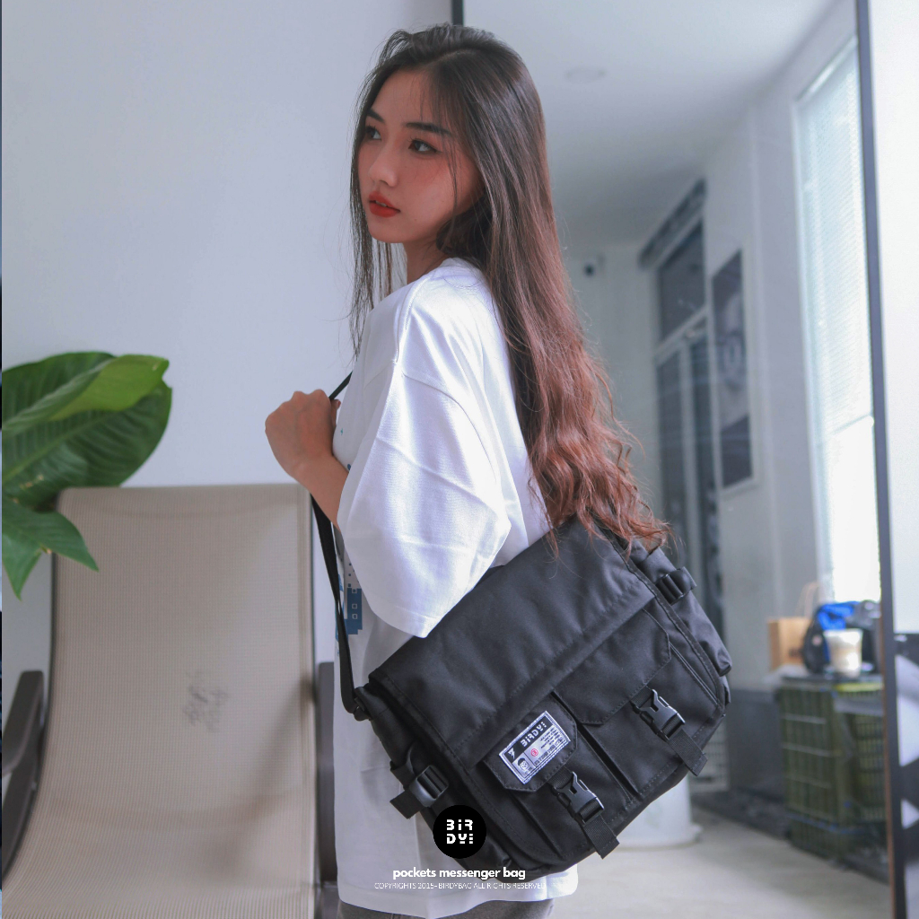 Túi đeo chéo nam nữ BIRDYBAG đựng laptop, giấy a4 Chất liệu Chống thấm nước POCKETS MESSENGER BAG