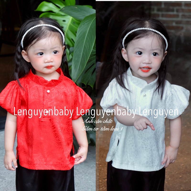 Quần áo bà ba bé gái tay bồng  chất gấm mềm mại, thoải mái cho bé gái