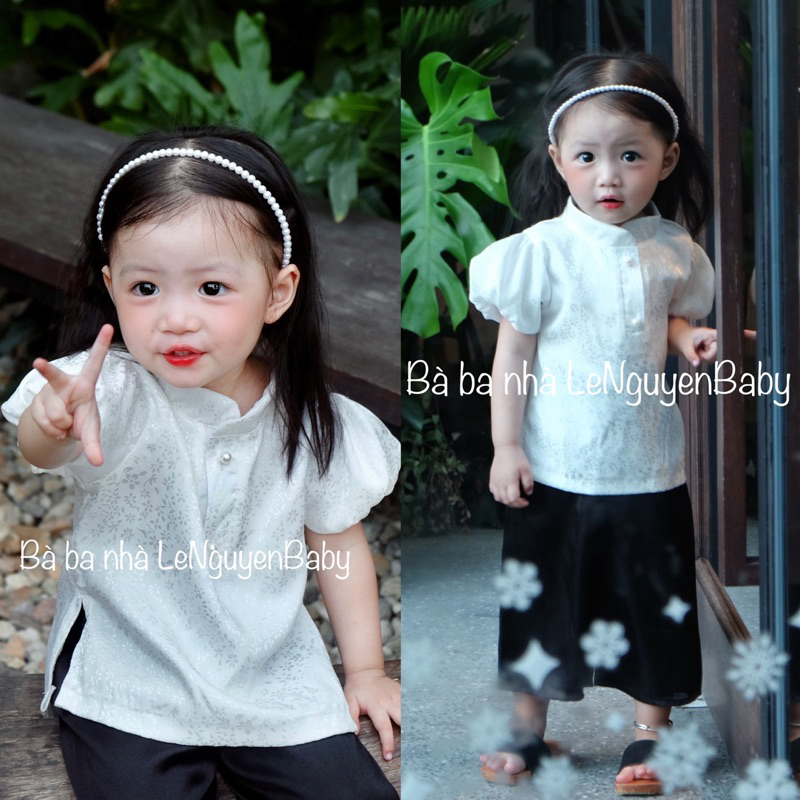 Quần áo bà ba bé gái tay bồng  chất gấm mềm mại, thoải mái cho bé gái