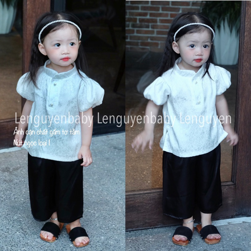 Quần áo bà ba bé gái tay bồng  chất gấm mềm mại, thoải mái cho bé gái