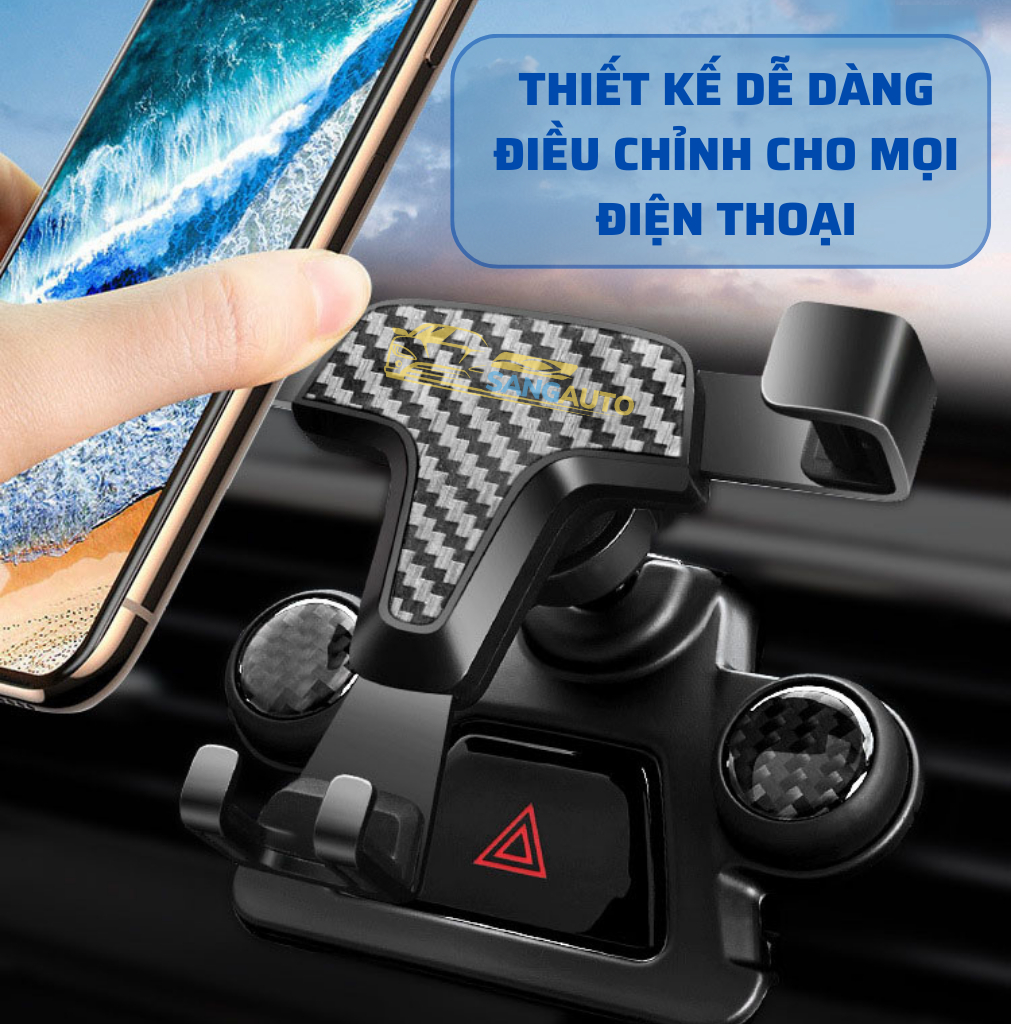 Giá đỡ điện thoại trên ô tô, kẹp cửa gió điều hòa xoay 360 độ vân cacbon sang trọng chất liệu nhựa ABS cao cấp.
