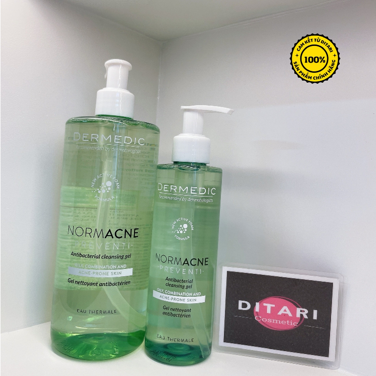 Sữa rửa mặt dạng gel hỗ trợ làm sạch dành cho da dầu da mụn Dermedic Normacne Antibacterial Cleansing Gel