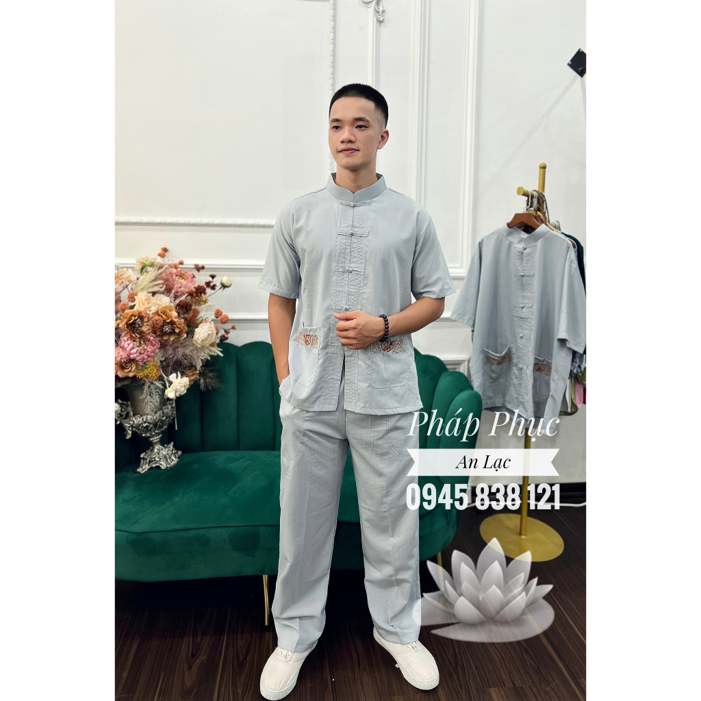 Áo Nam Đi Chùa , Đồ Lam Đi Chùa Bộ Nam Đi Chùa Cao Cấp Sang Trọng Và Lịch Sự