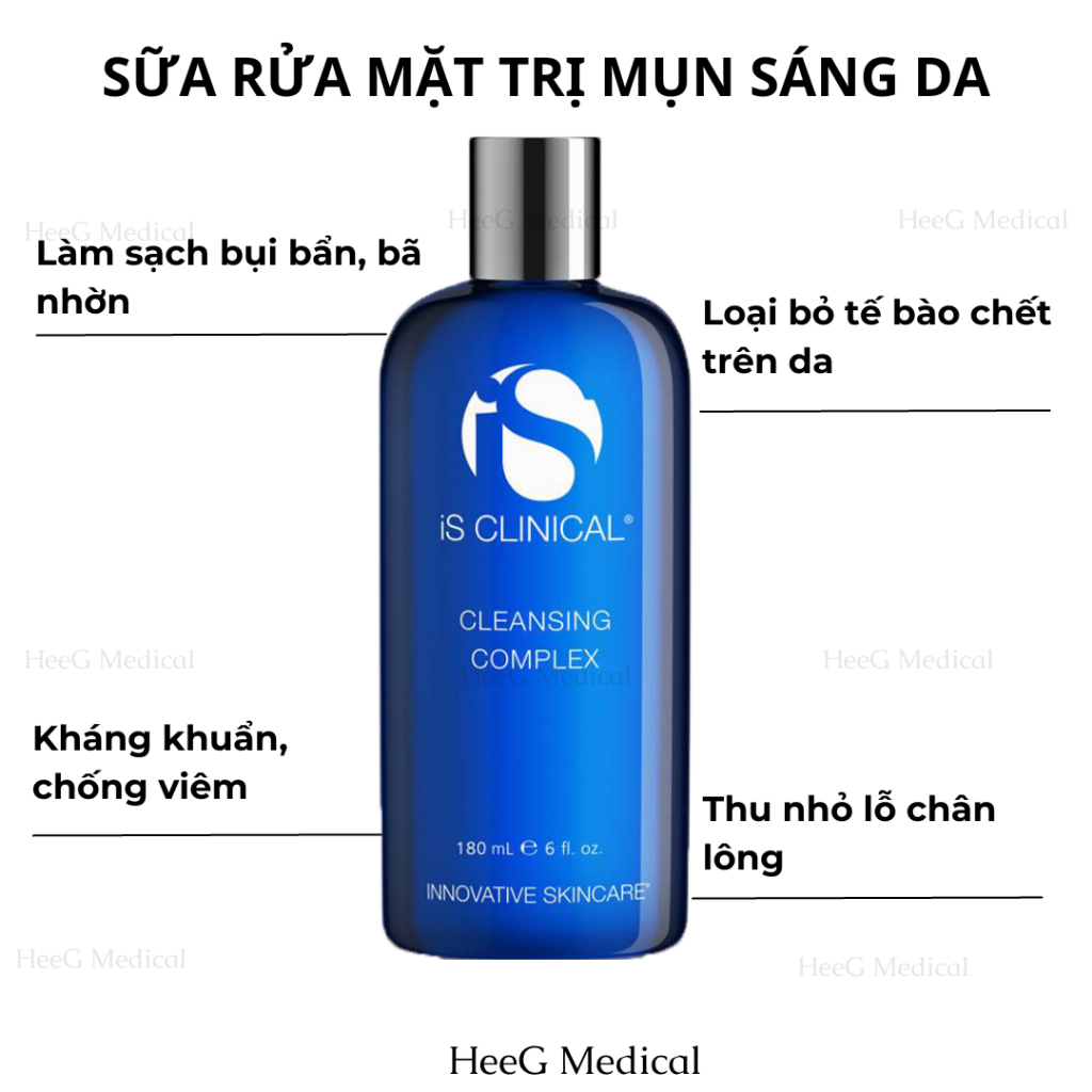 Sữa rửa mặt giảm mụn, thâm, sáng da Is clinical Cleansing Complex 180ml/480ml