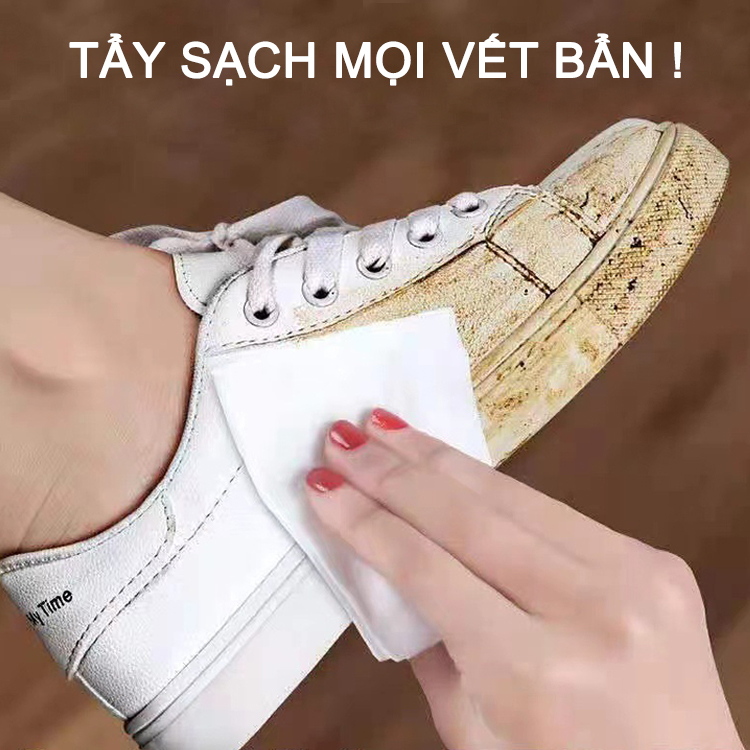Khăn Lau Giày Sneaker Hộp 30 Tờ Siêu Sạch Siêu Hot Không Hoá Chất Làm Hại Da Tay Vải Giày - Khăn Giấy Ướt