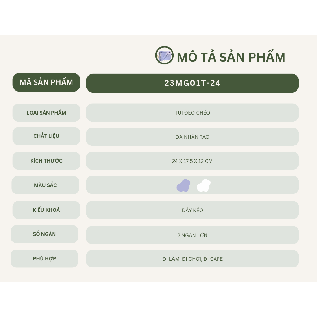 Túi xách đeo chéo nữ da mềm 23MG01T-24