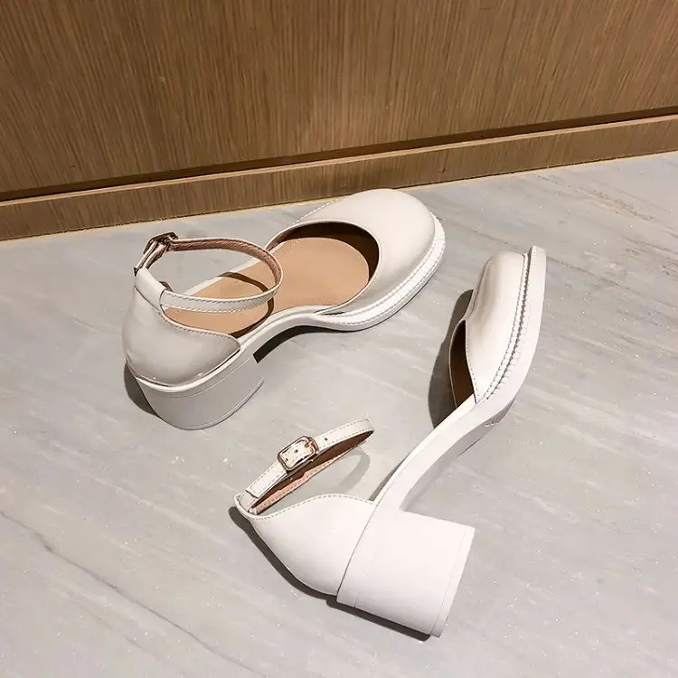 Giày nữ lolita mũi tròn đế nhẹ cao 5f quai đơn bít mũi thanh lịch-zinzin3456-