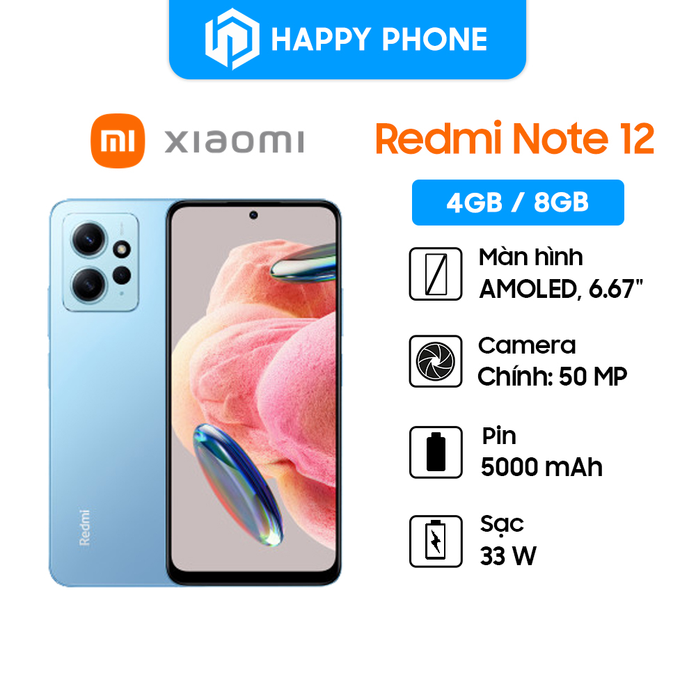 Điện thoại Xiaomi Redmi Note 12 - Hàng Chính Hãng, mới 100%, Bảo hành 18 tháng