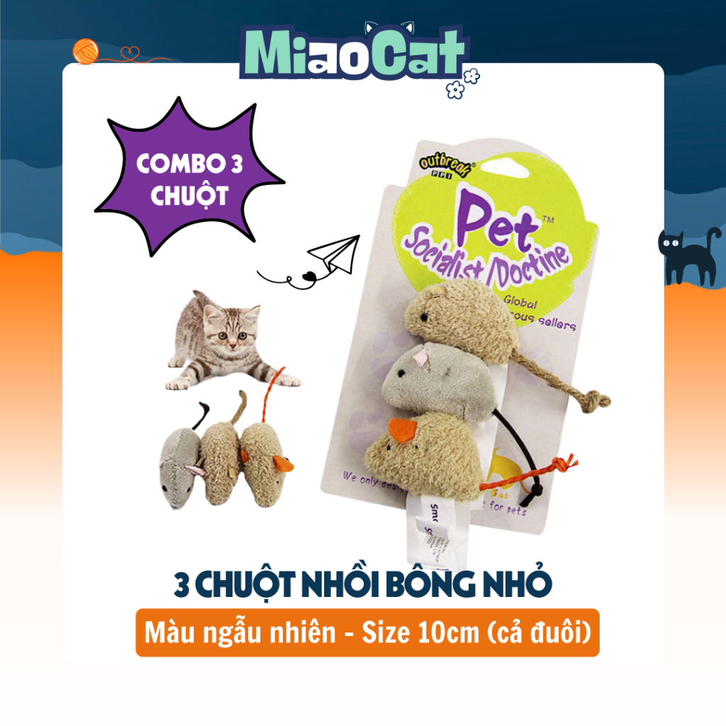 Bộ 3 Con Chuột Đồ Chơi Vui Nhộn Cho Mèo DC8168 MIAOCAT