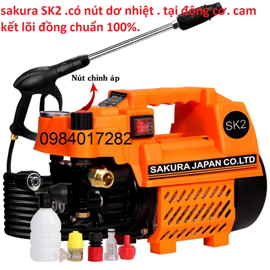Máy Rửa Xe MiNi SAKURA SK2 .cam kết lõi đồng chuẩn 100% . hàng loại 1.
