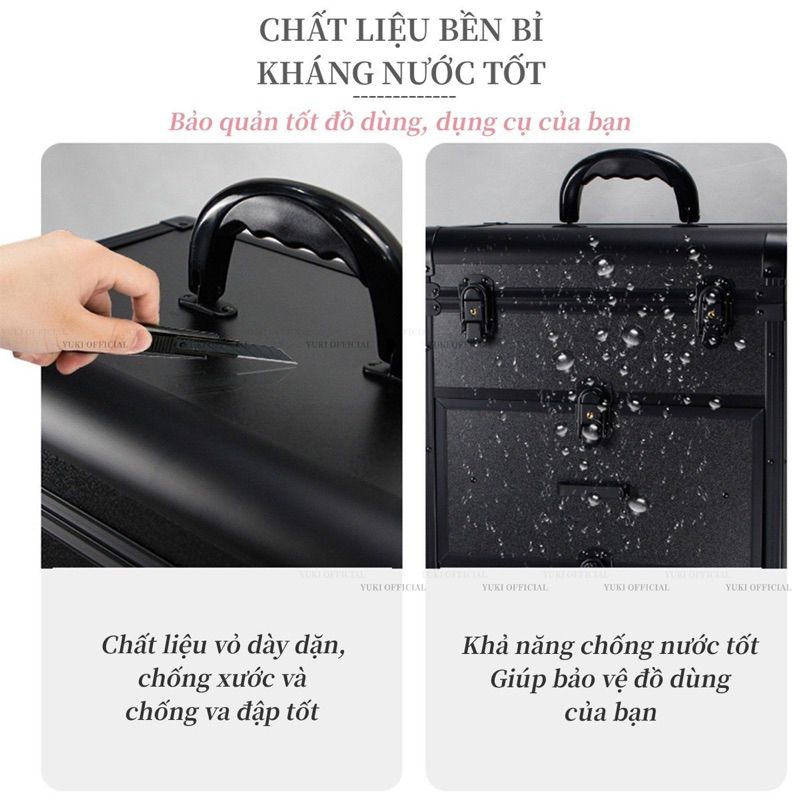 Cốp vali kéo 3 tầng - vali kéo đựng đồ nail,trang điểm,phun xăm - vali kéo nail cao cấp loại 1
