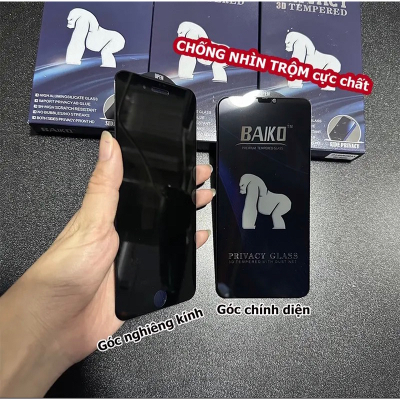KÍNH CHỐNG NHÌN TRỘM BAIKO PHỦ NALO SIÊU CỨNG CHỐNG BÁM VÂN TAY IPHONE 14 | 13 | 12  | 11 PROMAX XSMAX XS X 7PLUS 8PLUS