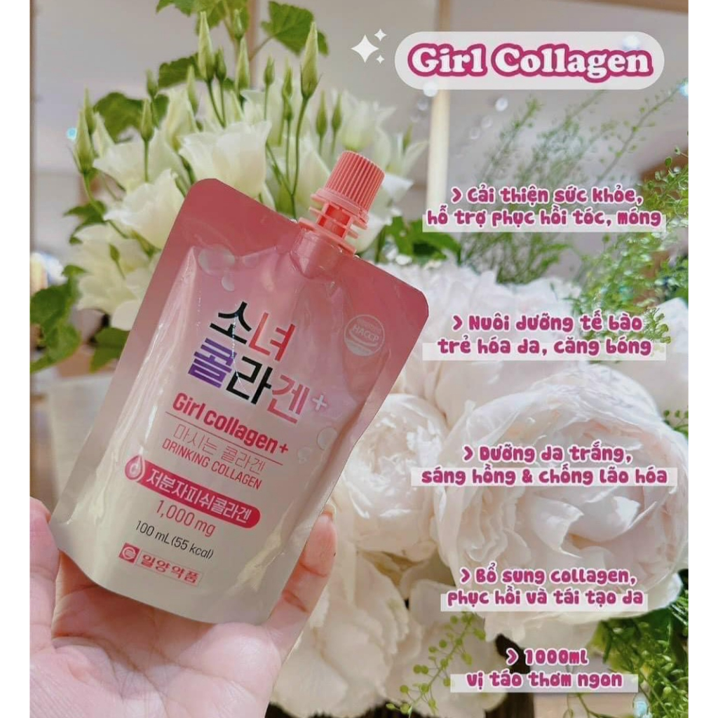 Nước Uống Bổ Sung Girl Collagen Hàn Quốc Hỗ Trợ Làm Đẹp Da, Ngăn Ngừa Lão Hóa Hộp 10 Túi x 100ml