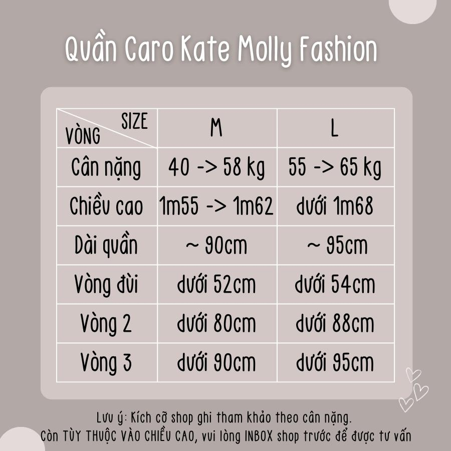 [Mã FATPBAU1 giảm 40K đơn 150K] Quần Caro ống rộng nữ ❤️ QUẦN CARO KATE form rộng Freesize nhiều màu Molly Fashion