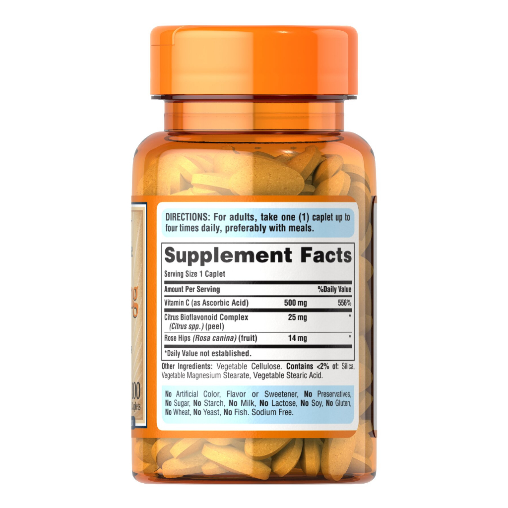 Viên uống vitamin c puritan's pride vitamin C-500mg with bioflavonoids and wild rose hips 100 viên Healthy care extaste