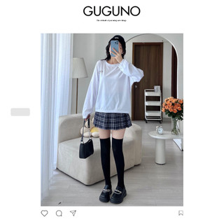 Áo thun nữ form rộng Guguno cotton cổ tròn in basic