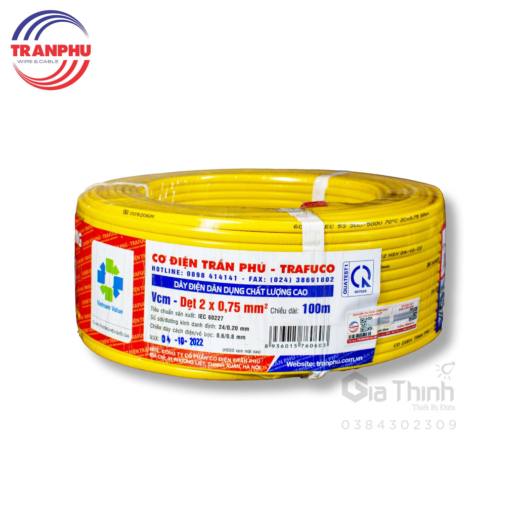 Dây điện đôi Trần Phú TRAFUCO 2x0.75mm 2x1.0mm 2x1.5mm