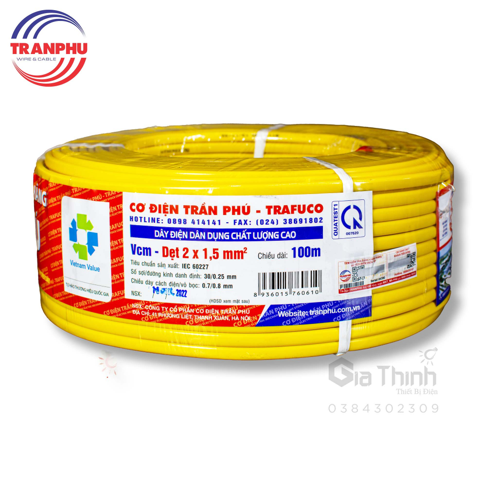 Dây điện đôi Trần Phú TRAFUCO 2x0.75mm 2x1.0mm 2x1.5mm