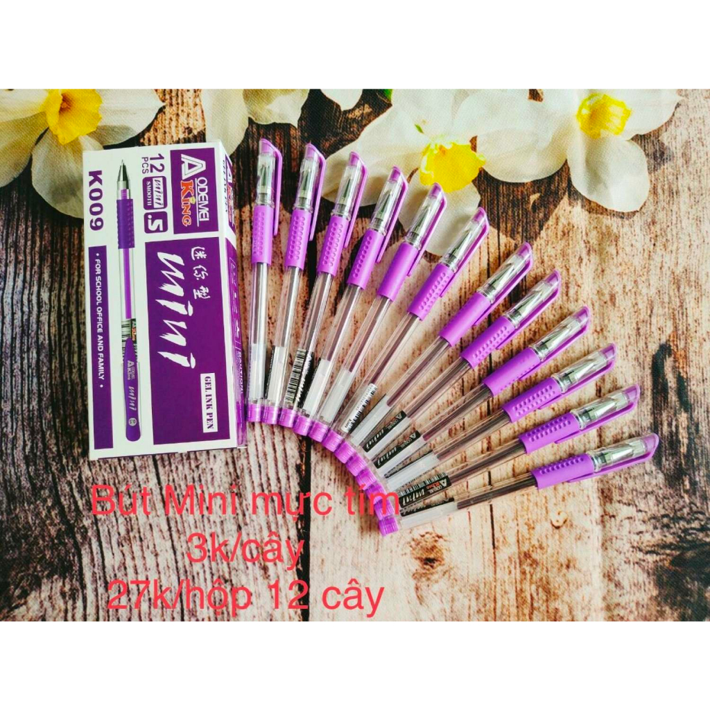 Hộp 12 Cây Bút viết Gel Mini Hàng Chuẩn  Ngòi nhỏ và Ngòi lớn