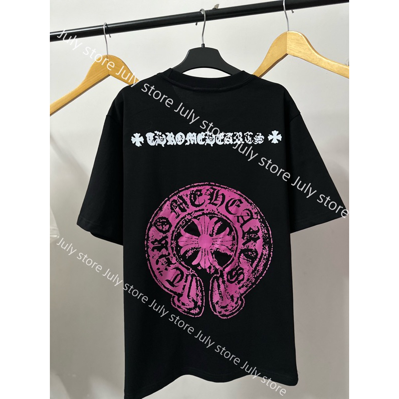 Áo Thun Chrome Heart Hồng Form Unisex Nam Nữ - Hàng Full Túi Tag 100% cotton