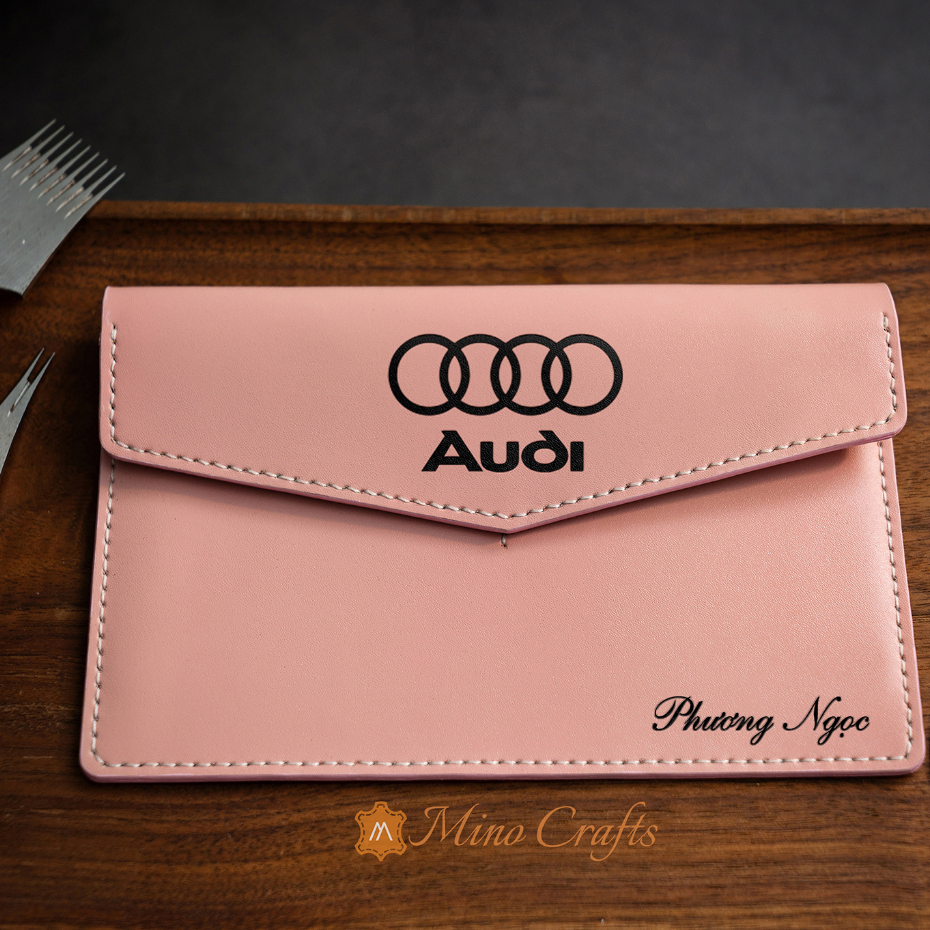 Bao Da Đăng Kiểm Xe - Ví đựng giấy tờ xe ô tô - Khắc Logo AUDI