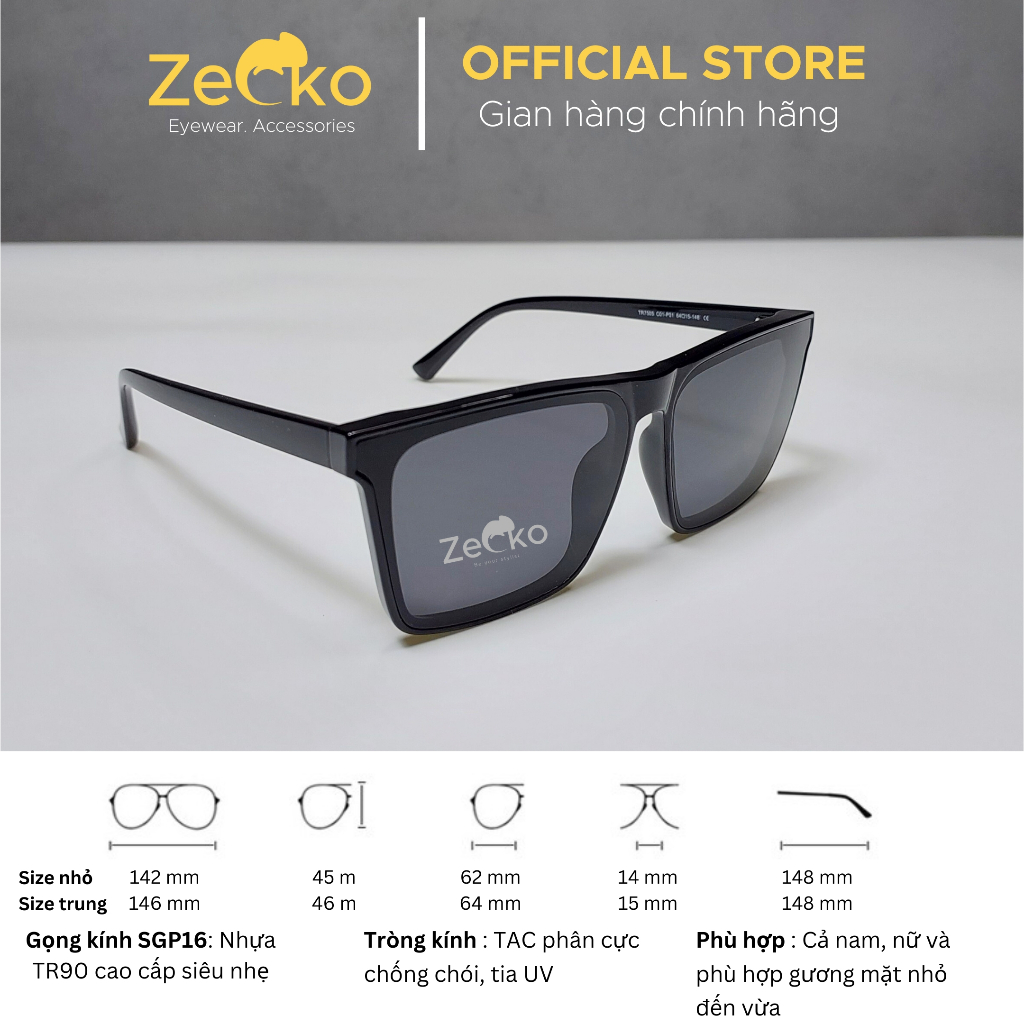 Kính râm nam nữ thời trang Zecko SGP16 tròng kính phân cực chống tia UV chống chói loá