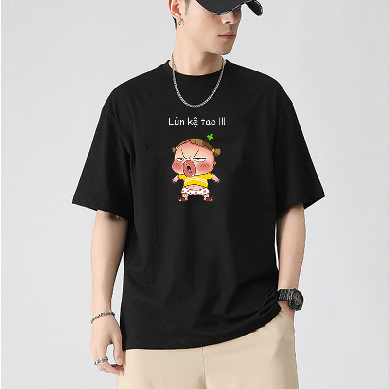 Áo thun unisex form rộng in lùn kệ tao dễ thương vải dày mịn 2019T1100