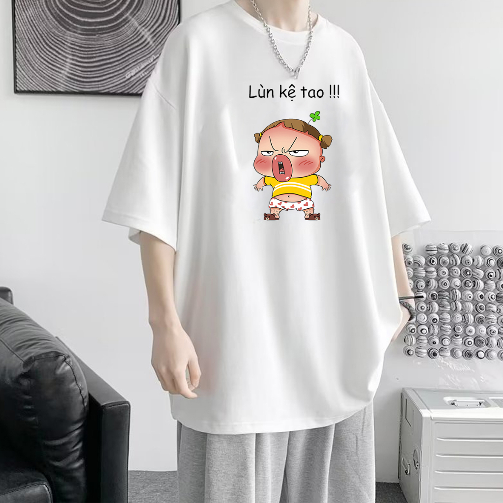Áo thun unisex form rộng in lùn kệ tao dễ thương vải dày mịn 2019T1100