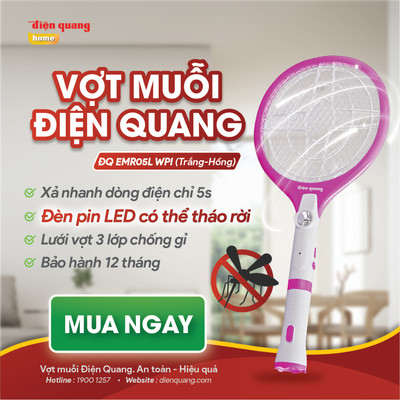 [HỎA TỐC] Vợt muỗi đa năng Điện Quang, tích hợp đèn pin cầm tay có thể tháo rời, xả nhanh dòng điện trong 5s