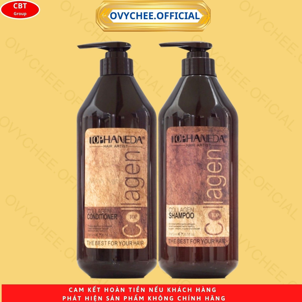ComBo Gội Xả TOP HANEDA COLLAGEN 500ml - 785ml mềm mượt, phục hồi tóc hư tổn kiềm dầu sạch gàu an toàn| OVYCHEE.OFFICIAL