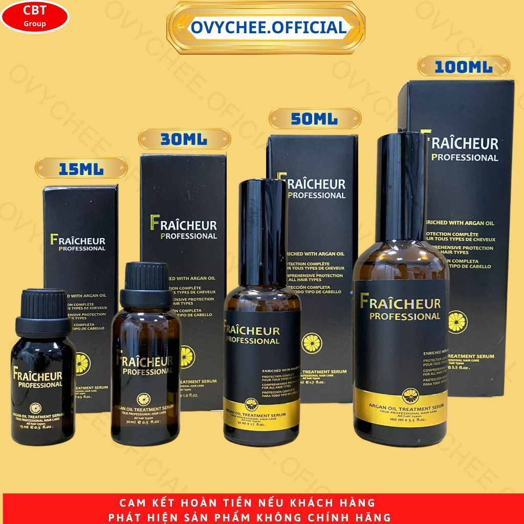 TINH DẦU FRAICHEUR ARGAN OIL TREATMENT SIZE: 15ML-30ML-50ML-100ML DƯỠNG BÓNG PHỤC HỒI TÓC KHÔNGBẾTNHỜNI OVYCHEE.OFFICIAL
