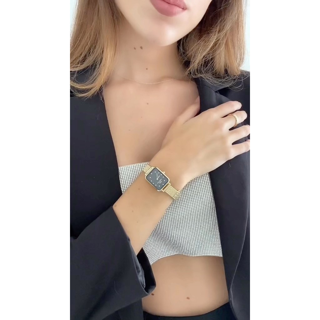 Đồng hồ Nữ Daniel Wellington Lưới - Quadro 20x26 Pressed Piano Lumine RG MOP Bl